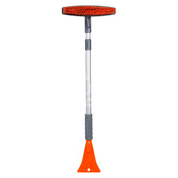 Щетка от снега + скребок (мягкая щетина, поворотная голова, телескоп.рукоятка 86-123см)