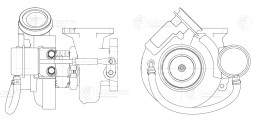 Турбокомпрессор для а/м КАМАЗ 4308 Cummins 4ISBe/4ISD Е-3,4 (HE221W) (под острым углом)