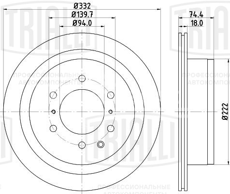 Диск тормозной для автомобилей Mitsubishi Pajero IV (06-) задний d=332