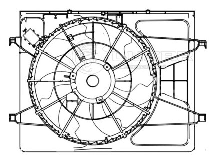 Электровентилятор охлаждения для автомобилей KIA CEED (07-)/Hyundai Elantra (HD) (06-) 1.4i/1.6i (с кожухом и резистором)