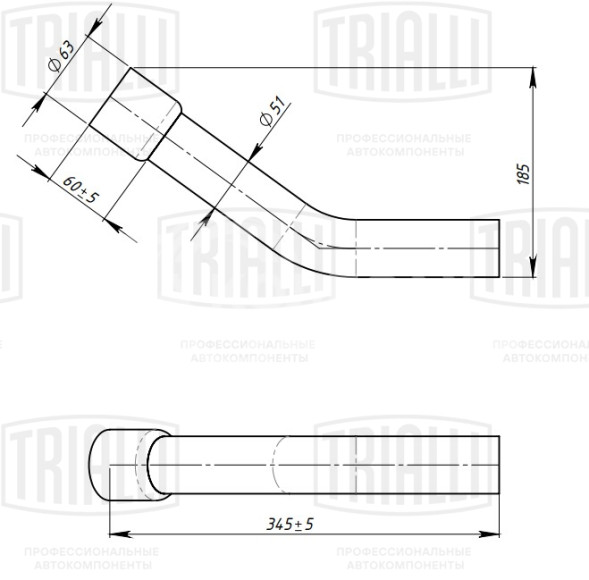 Труба выхлопная для автомобилей ГАЗ 3302 (алюминизированная сталь)