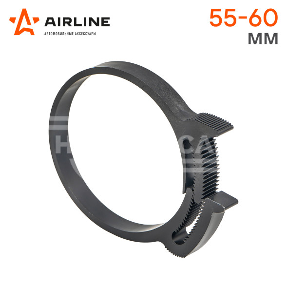 Хомут 55-60/9 мм, силовой зубчатый замок, пластик (ПА66) черный