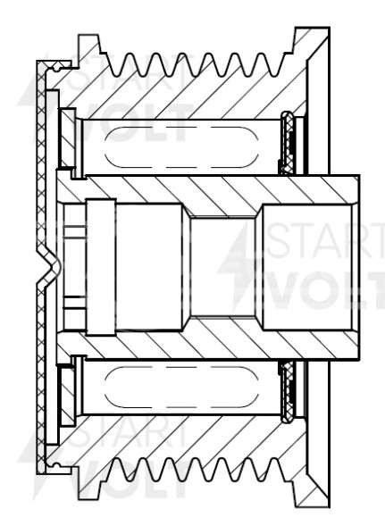 Шкив с обгонной муфтой генератора для автомобилей  Toyota Land Cruiser Prado (09-) 2.8D/3.0D (M17x1,5)