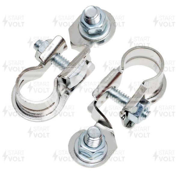 Клеммы АКБ в комплекте латунь с цинковым покрытием, болт и гайка 8мм