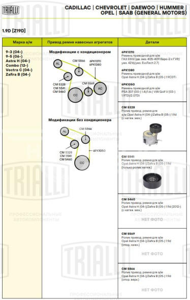 Ролик привод. ремня для автомобилей Opel Astra H (04-)/Zafira B (05-) 1.9d / Fiat Doblo (09-) 1.6d/2.0d (с натяжным механизмом)