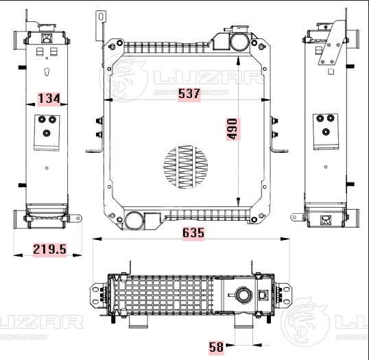 Радиатор охл. для экскаваторов-погрузчиков Terex TLB 815/820/825/860/970/980 с дв. 1104C-44T/1104D-44Т/1044С-44Т