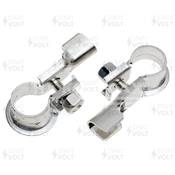 Клеммы АКБ в комплекте латунь с цинковым покрытием, до 50мм кв обжим и пайка