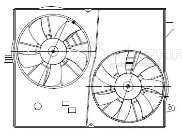 Электровентилятор охлаждения для автомобилей Chevrolet Captiva (06-)/Opel Antara (07-) (2 вент.) (с кожухом)
