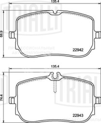 Колодки тормозные дисковые передние для автомобилей Mercedes A (W177) (18-) / CLA (C118) (19-) 135x69