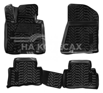 Ковры для Kia Sportage IV (16-), 4 шт., выс. борт, 3D с подпятником, ТЭП, черн.