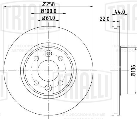 Диск тормозной передний для автомобилей Renault Logan II (13-) / Sandero II (14-) / Clio IV (12-) d=258