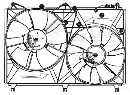 Электровентилятор охлаждения для автомобилей Suzuki Grand Vitara (05-) (2 вент.) (с кожухом)