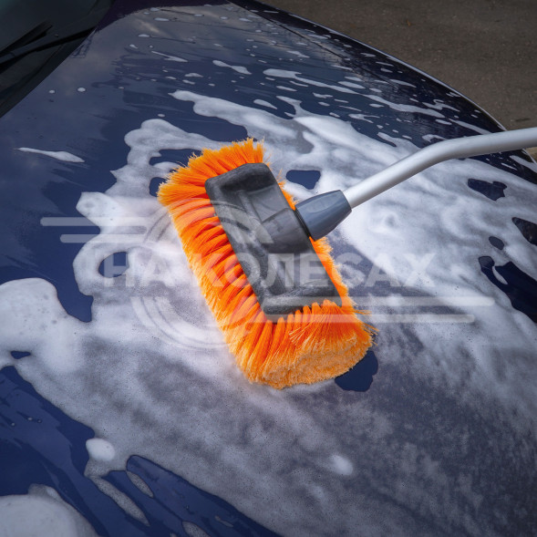 Швабра с насадкой для шланга, наклонной щеткой 29см и телескопической ручкой (104-160см)