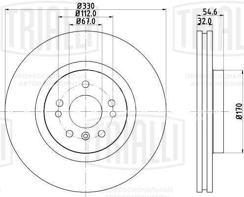 Диск тормозной передний для автомобилей Mercedes ML (W164) (05-) / R (W251) (06-) d=330