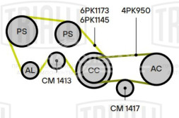 Ролик приводного ремня для автомобилей Infiniti FX (02-) 3.5i (натяжной) компрессора (CM 1417)