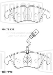 Колодки тормозные дисковые передние для автомобилей Audi A6 (11-) / A7 (10-) / Q5 (08-) (в комплекте с 2-мя датчиками)