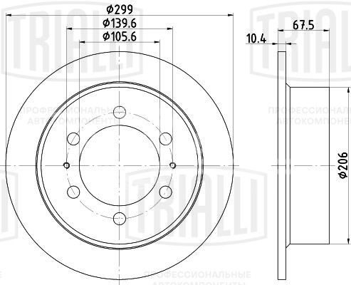 Диск тормозной для автомобилей SsangYong Korando (95-) / Musso (93-) / Rexton (02-) задний d=299