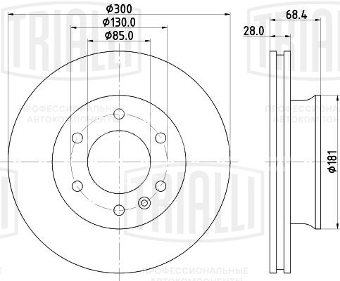 Диск тормозной передний для автомобилей Mercedes Sprinter (06-) / VW Crafter (06-) d=300