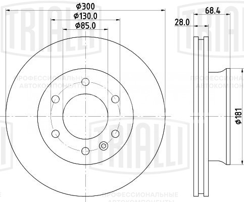 Диск тормозной передний для автомобилей Mercedes Sprinter (06-) / VW Crafter (06-) d=300