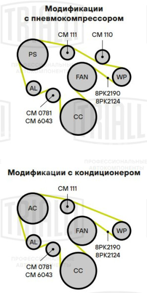 Ролик приводного ремня для автомобилей ГАЗ/ПАЗ/КамАЗ (дв. Cummins ISF 3.8) (с натяжным механизмом)