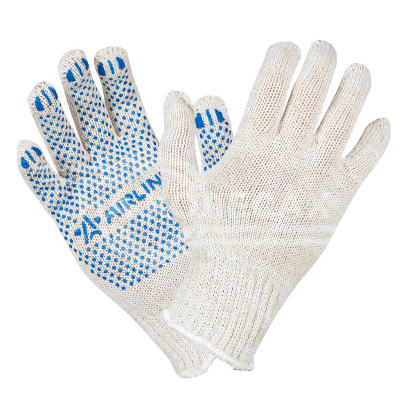 Перчатки трикотажные ХБ с ПВХ покрытием, белые, (1 пара) 7,5 класс/42г., мод.202