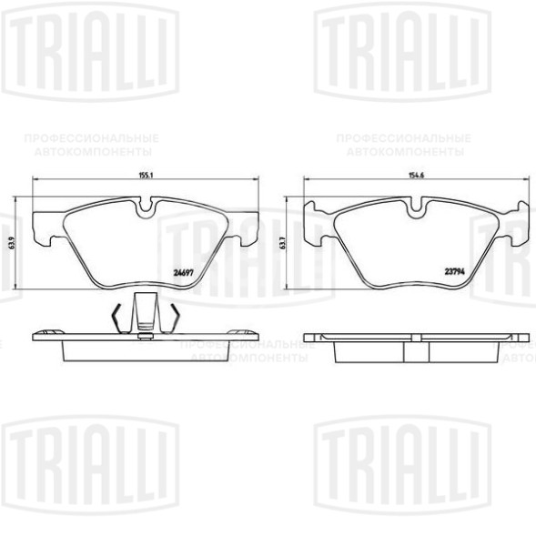 Колодки тормозные дисковые передние для автомобилей BMW 5 (F10) (10-) (PF 4188)