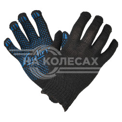 Перчатки трикотажные ХБ с ПВХ покрытием, черные, (к-т 5 пар), 7,5 класс/40г., мод.202ч