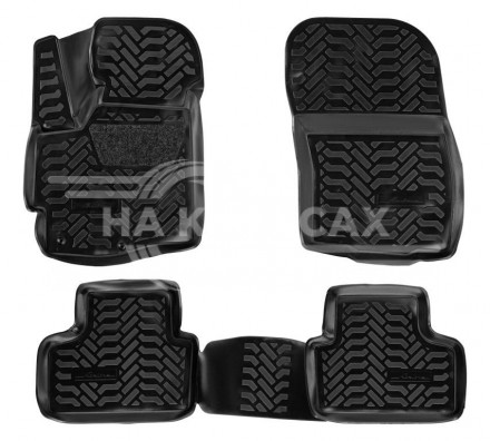 Ковры для Mitsubishi ASX (10-), 4 шт., выс. борт, 3D с подпятником, ТЭП, черн.