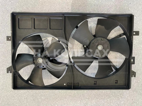 Электровентилятор охлаждения для автомобилей Geely Emgrand EC7 (09-) 1.5i/1.8i  (2 вент.) (с кожухом)