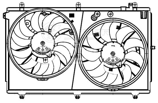 Электровентилятор охлаждения для автомобилей Mitsubishi Outlander XL (12-) 2.0i/2.4i (2 вент.) (c кожухом)