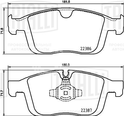 Колодки тормозные дисковые передние для автомобилей Volvo XC60 (08-) 180x72