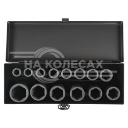 Набор головок ударных 1/2&quot; 78мм 14 пр. (10-27мм) мет. кейс.