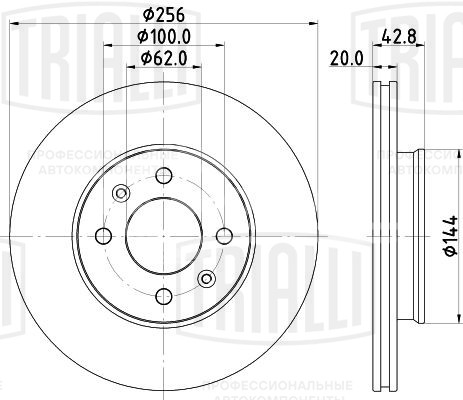 Диск тормозной передний для автомобилей Kia Picanto (17-) d=256
