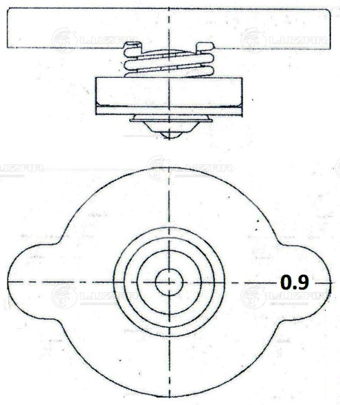 Крышка (пробка) радиатора для автомобилей Hyundai/Kia/Nissan/Mazda/Toyota/Honda 0.9 bar (большой клапан)