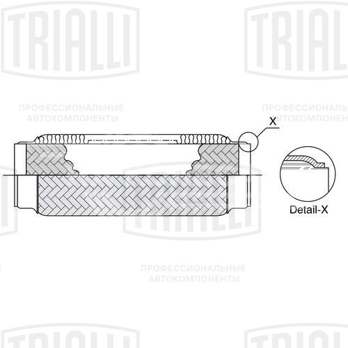 Виброкомпенсатор выхлопной трубы (Гофра) 75x280 InnerBraid (нержавеющая сталь)