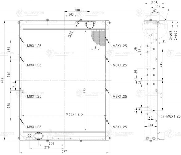 Радиатор охлаждения для автобусов НЕФАЗ 5299
