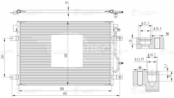 Радиатор кондиционера для автомобилей Audi A4 (B6) (00-)/А6 (С5) (97-)