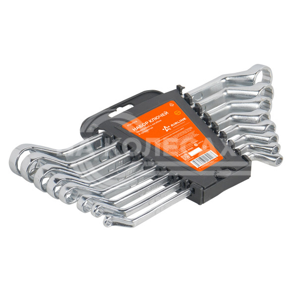 Набор ключей накидных с изгибом 8 предметов (6*7,8*9,10*11,12*13,14*15,16*17,18*19,20*22мм) пласт. держатель