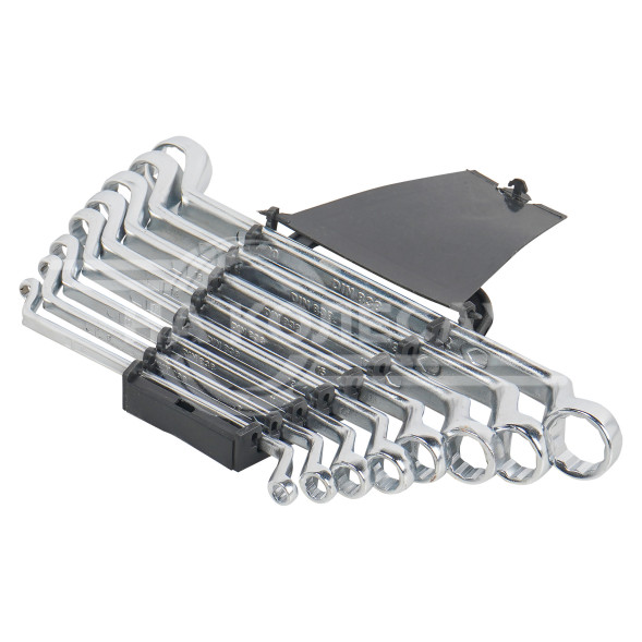 Набор ключей накидных с изгибом 8 предметов (6*7,8*9,10*11,12*13,14*15,16*17,18*19,20*22мм) пласт. держатель