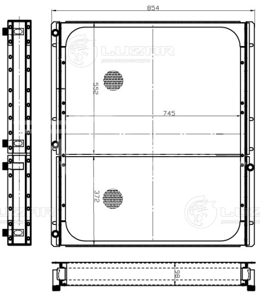 Радиатор масляный для трактора К-744Р2/Р3 &quot;Кировец&quot; (-13) (13-) с двигателем MB OM457LA (2 секции)