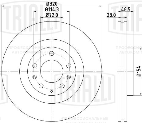 Диск тормозной для автомобилей Mazda CX-7 (07-) / CX-9 (07-) передний d=320