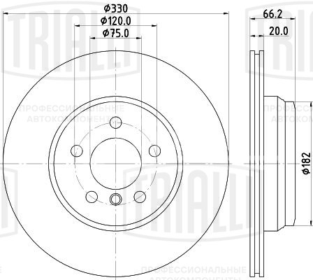 Диск тормозной задний для автомобилей BMW 3 (F30) (11-) / 4 (F32) (13-) d=330 окрашенный