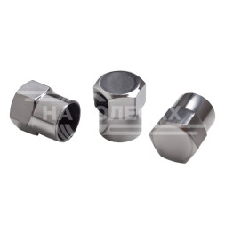 Колпачки на шинный вентиль, шестигранные, пластик, цвет хром (60 шт.)