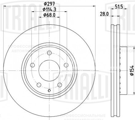 Диск тормозной передний для автомобилей Mazda CX-5 (12-) / (17-) / 6 (12-) d=297 (окрашенный)