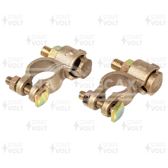 Клеммы АКБ в комплекте латунь, 8мм болт и гайка для проводов до 35мм кв