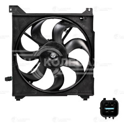 Электровентилятор охлаждения для автомобилей Hyundai Sonata (EF) (98-) 2.0i/2.7i (с кожухом) (4-х конт.)