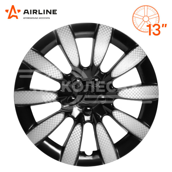 Колпаки колесные 13&quot; &quot;Торнадо Т&quot;, серебристый/черный, карбон, компл. 2 шт.