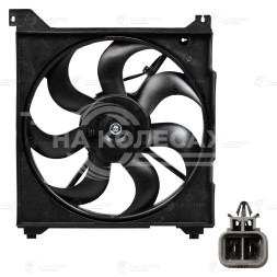 Электровентилятор охлаждения для автомобилей Hyundai Sonata (EF) (02-) 2.0i (с кожухом) (2-х конт.)