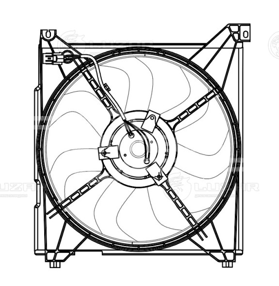 Электровентилятор охлаждения для автомобилей Hyundai Sonata (EF) (02-) 2.0i (с кожухом) (2-х конт.)