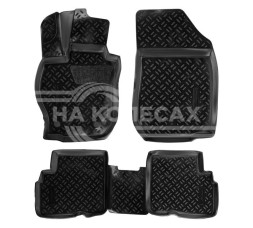 Ковры для Nissan Almera (G11) (13-), 4 шт., (крепеж), выс. борт, 3D с подпятником, ТЭП, черн.